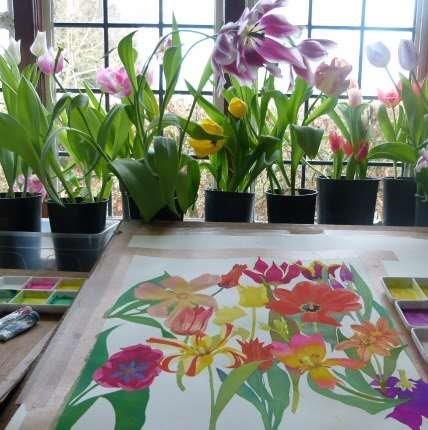 Lix Bradley;s flower painting studio